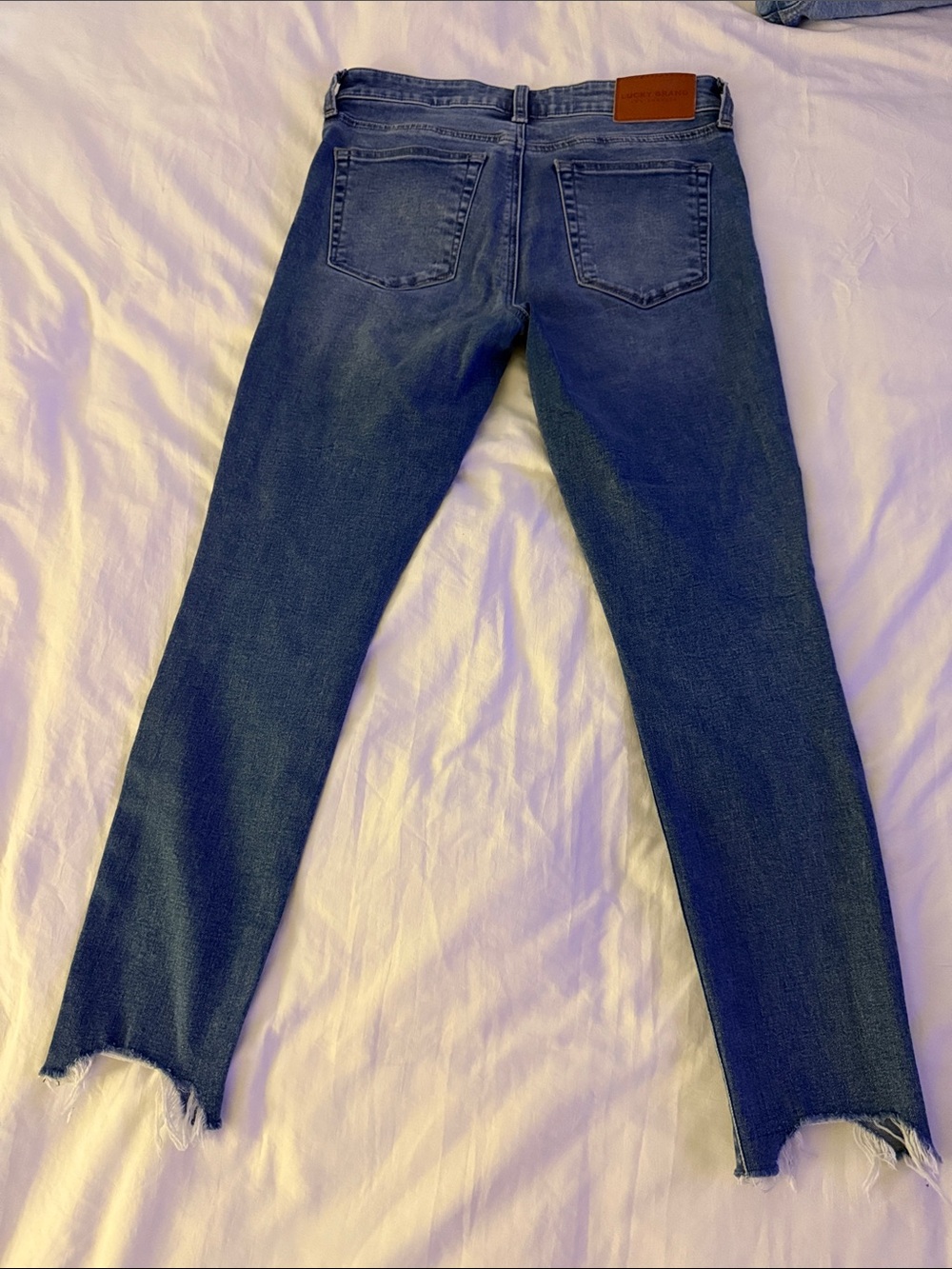 Lucky Brand Dark Blue Skinny Jeans with Distressed Ankles - Picture 7 of 8
